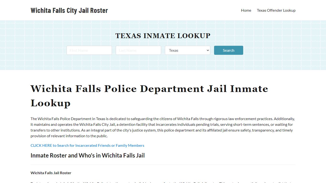 Wichita Falls Police Department & City Jail, TX Inmate Roster, Arrests ...